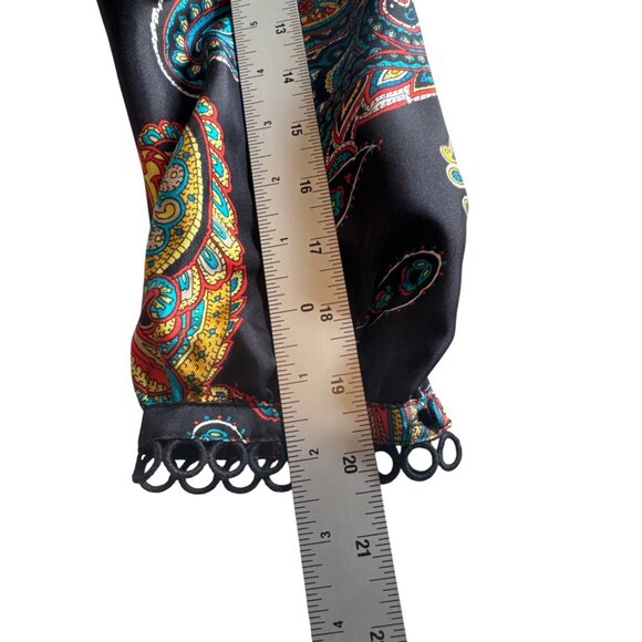 J Crew Silk Paisley Print Blouse With Decorative Neckline Details Size 0 Office - Picture 9 of 11